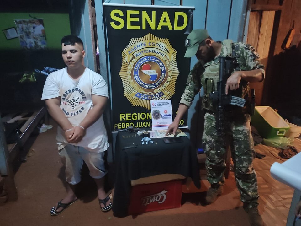 SENAD detuvo a joven proveedor de cocaína y marihuana en Pedro Juan Caballero